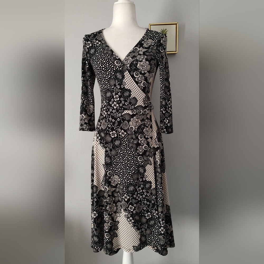 Dress Style Wrap Velvet Torch Color Cream Black 3/4 Sleeves Polyester Spandex